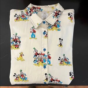 Disney Button-Down Shirt with Mickey and Friends Print